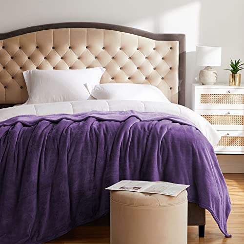 KMUSET Super Soft Throw Blanket Premium Silky Flannel Fleece Throw Size Purple Microfiber Lightweight Blanket All Season Use