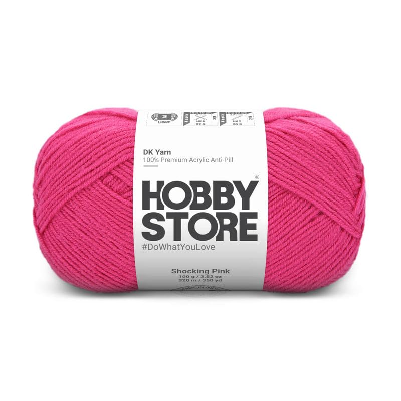 Image of DK Solid Yarn - Anti-Pill Acrylic Solid DK Yarn for Crochet & Knitting Everyday Essentials (1 ball /100 g) - Shocking Pink 5017 | Magic Needles