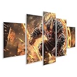 islandburner Bild auf Leinwand Dämonischer Krieger im Feuersturm für Wohnzimmer Fantasy-Fans Comicbuchladen Bilder Wandbilder Poster