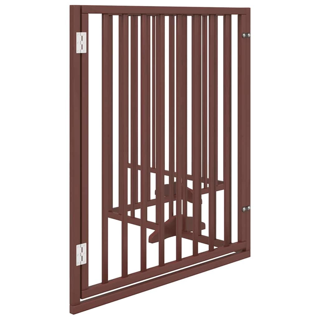 Barrera para perros con puerta plegable, 4 paneles, madera de álamo marrón, 320 cm, independiente, plegable, protección para perros, cachorros, interior y exterior, seguro y portátil