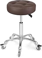 Vista 11 de Taburete ajustable resistente – Taburetes con ruedas giratorias de bloqueo – Taburetes giratorios sin respaldo para belleza, peluquería, spa, hogar
