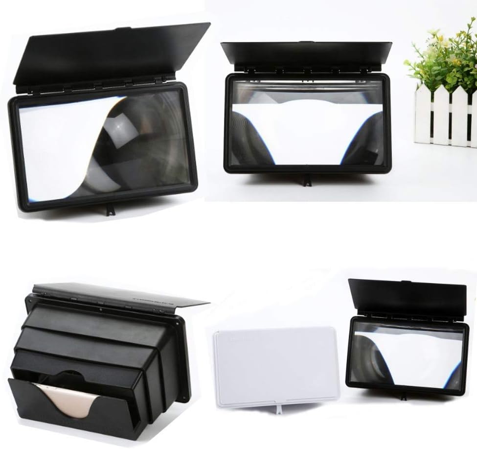 12” Cell Phone Screen Magnifier, 3D Stereoscopic Phone Screen Enlarger Cellphone Movies Desktop Wood Bracket Phone Projector for All Smartphone/Switch(OneColor)