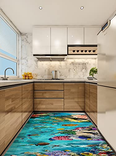 Tapis de passage pour cuisine et couloir moderne effet 3D relief 70x330 cm