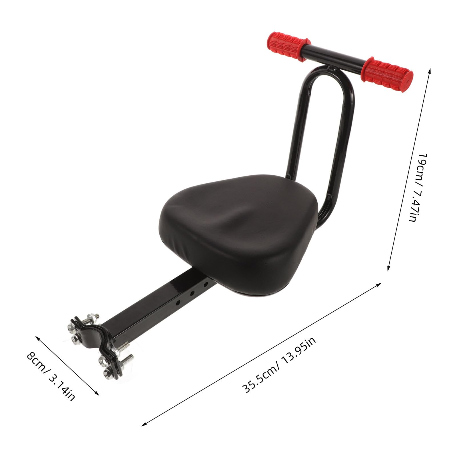 VANZACK Seggiolino Bici Ragazzo Anteriore Nero Manubrio, Metallo | Mountain Bike ed E-bike, Design Ergonomico e Regolabile, Seduta Confortevole per Bambini