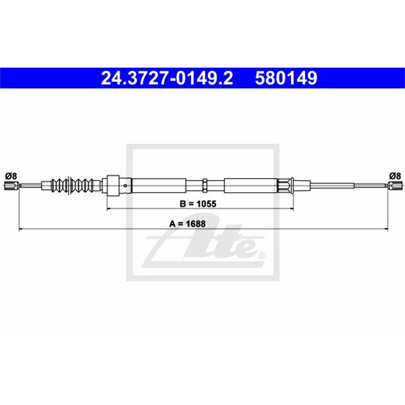 ATE Bremsseile Komplettset (2-Teilig) | 2x 24.3727-0149.2 [580149] für A3 8L Golf 4 Octavia I