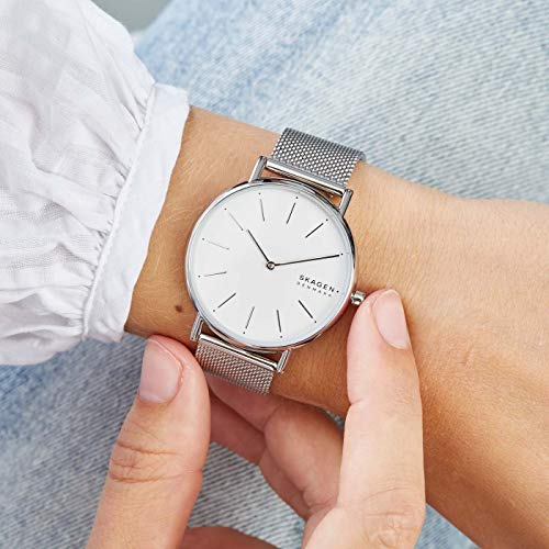 Skagen Damenuhr Signatur mit Zweizeiger Uhrwerk und Edelstahlarmband