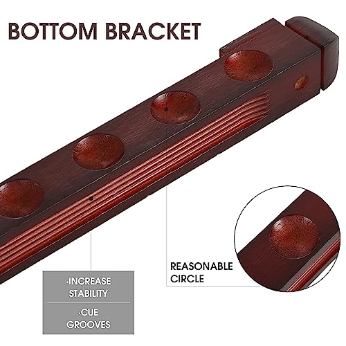 HMQQ Billiards Cue Rack/Pool Cue Rack with Holder 6 Pool Cue Sticks (MAHOGANY)
