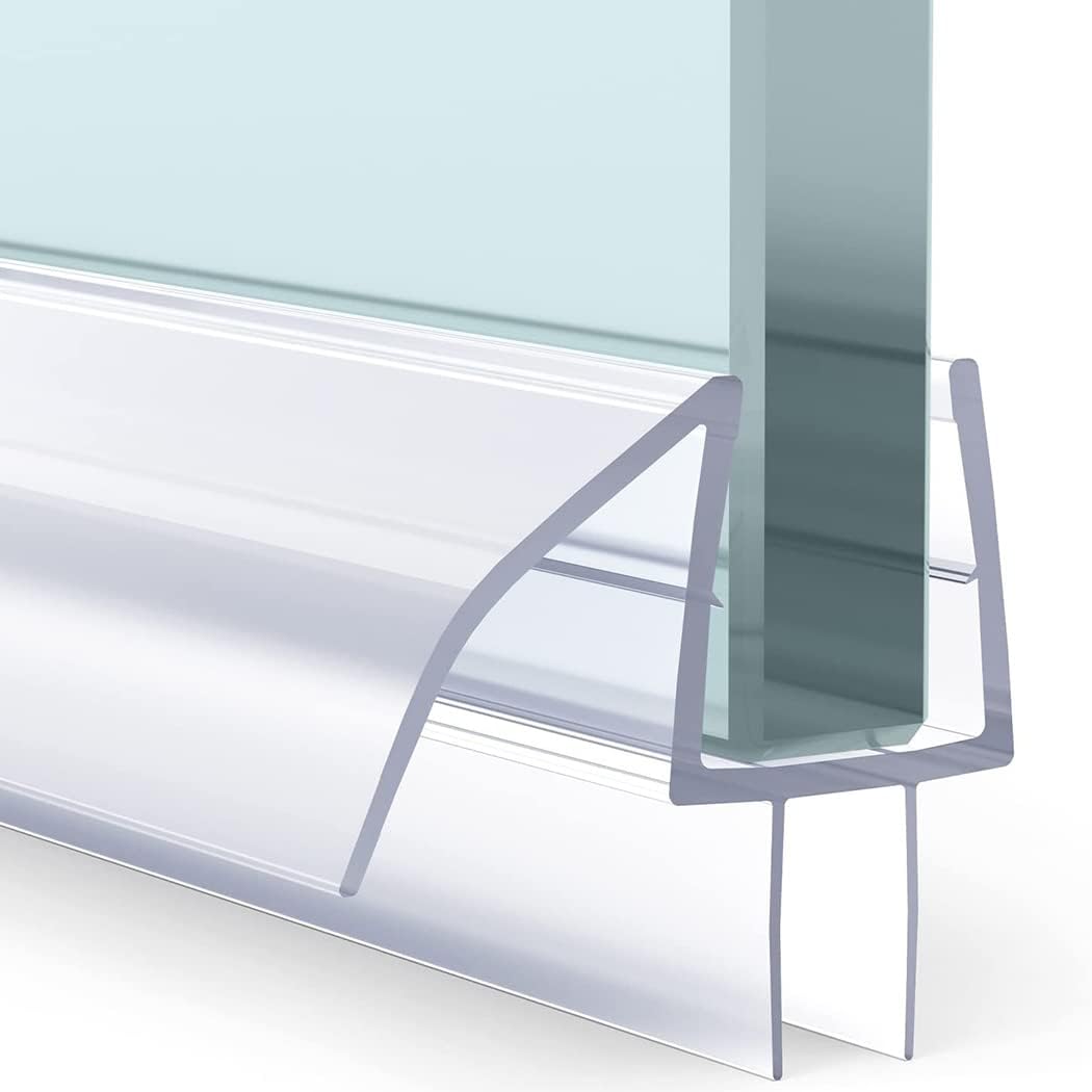 Shower Door Bottom Seal 39.4inch, Frameless Shower Door Seal Strip for 10mm Glass, Clear Shower Door Sweep with Adjustable Length Transparent Shower Screen Seal for Replacement Stopping Shower Leaking