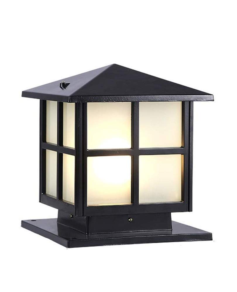 QUSYZD Post Lights Outdoor,Landscape Lights Pillar Lights Outdoor Square Lamp Frosted Glass External Garden Post Lamp Lantern Waterproof Ip55 Brick Columns Pathway Light,Black