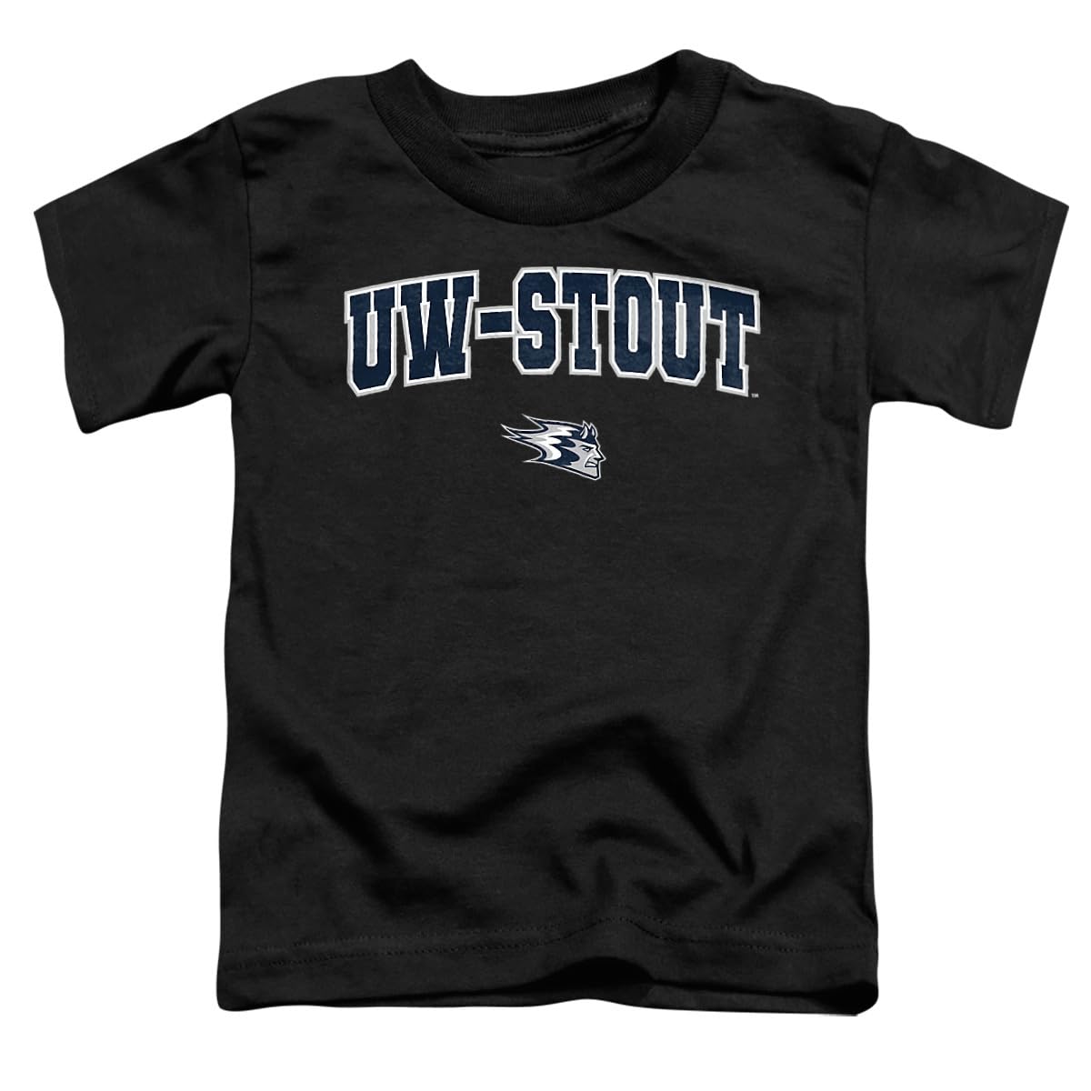 LOGOVISION University of Wisconsin-Stout Arch Logo Black Kids T Shirt (3) for Toddler Boys and Girls, Black