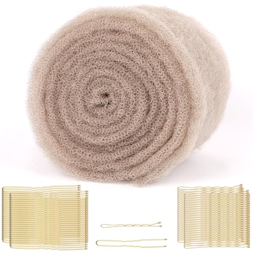 FEUNLEM Hair Sponge for Updos & Volume Bumps Insert Hair Filler for Thin Hair Tan Brown Hair Padding for Updo Wedding Dance Salon Grade Bun Maker (TanBrown)