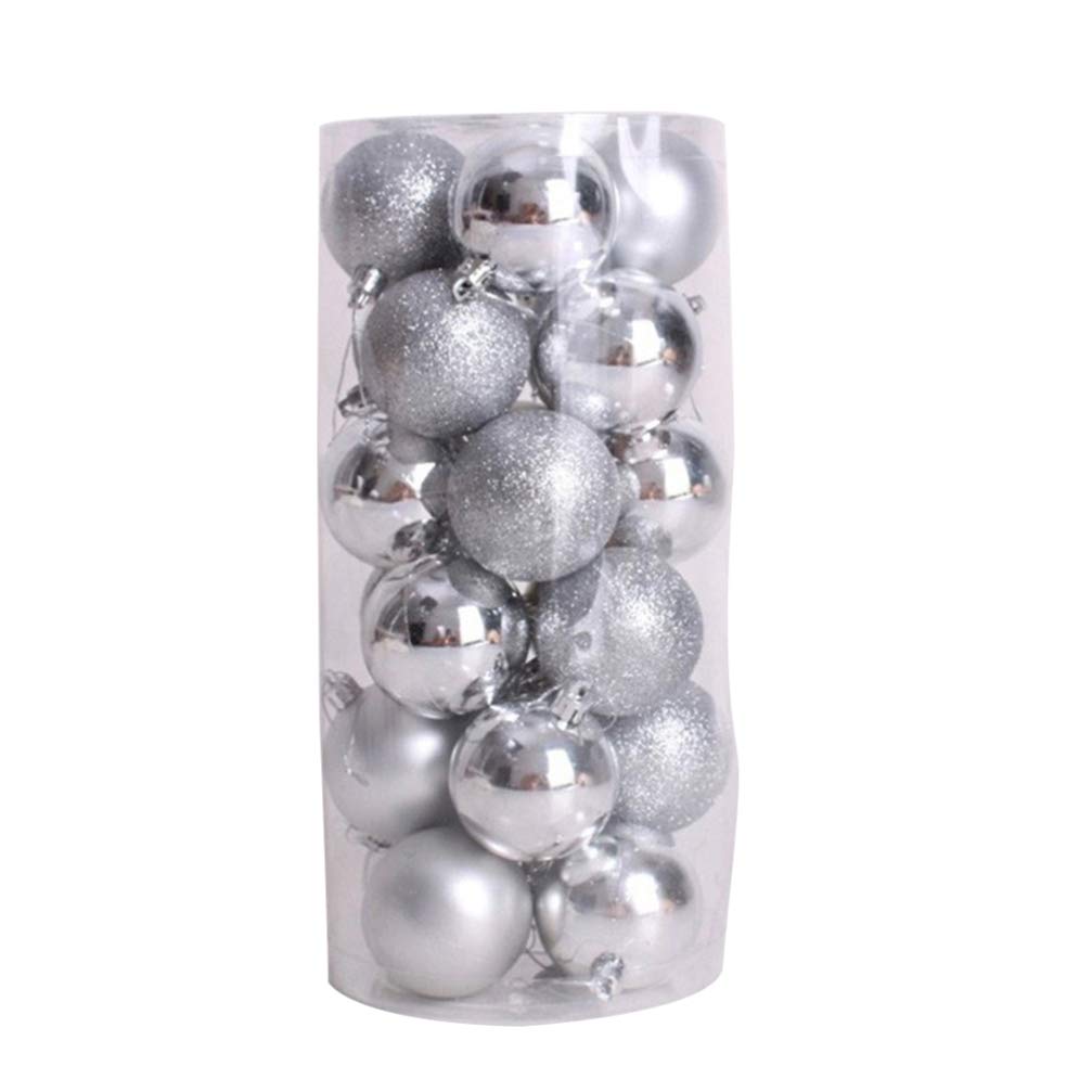 Lurrose Ball Ornaments, 24pcs Tree Ornaments Hanging Balls Mini Baubles for Wedding Party Decorations ( Sliver )