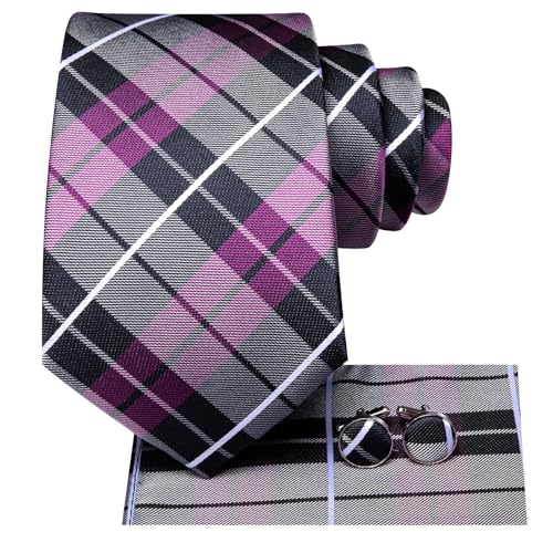 Image of Dubulle Mens Tie Set Solid Paisley Silk Striped Necktie for Men with Cufflinks Tie and Pocket Square