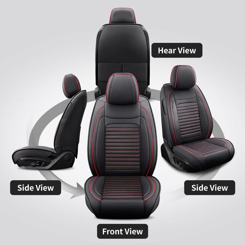 Image of Front Seat Covers Fit for Chevy /Chevrolet Trax 2015-2026, BlackRed line