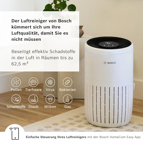 Bosch Air 4000i App-gesteuerter Luftreiniger - Für Räume bis zu 62,5 m² - Entfernt Schadstoffe - Mit 3-in-1 Luftfilter, Smart Sensor, Automatikmodus, Ruhemodus ( – Bild 3