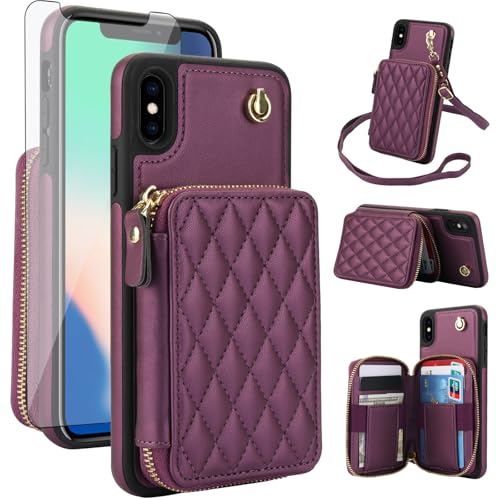 Coque portefeuille iPhone Xs Max antivol RFID avec protection écran verre trempé