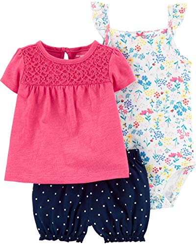 Ensemble short Carter's pour bébé fille de 3 pièces en coton doux