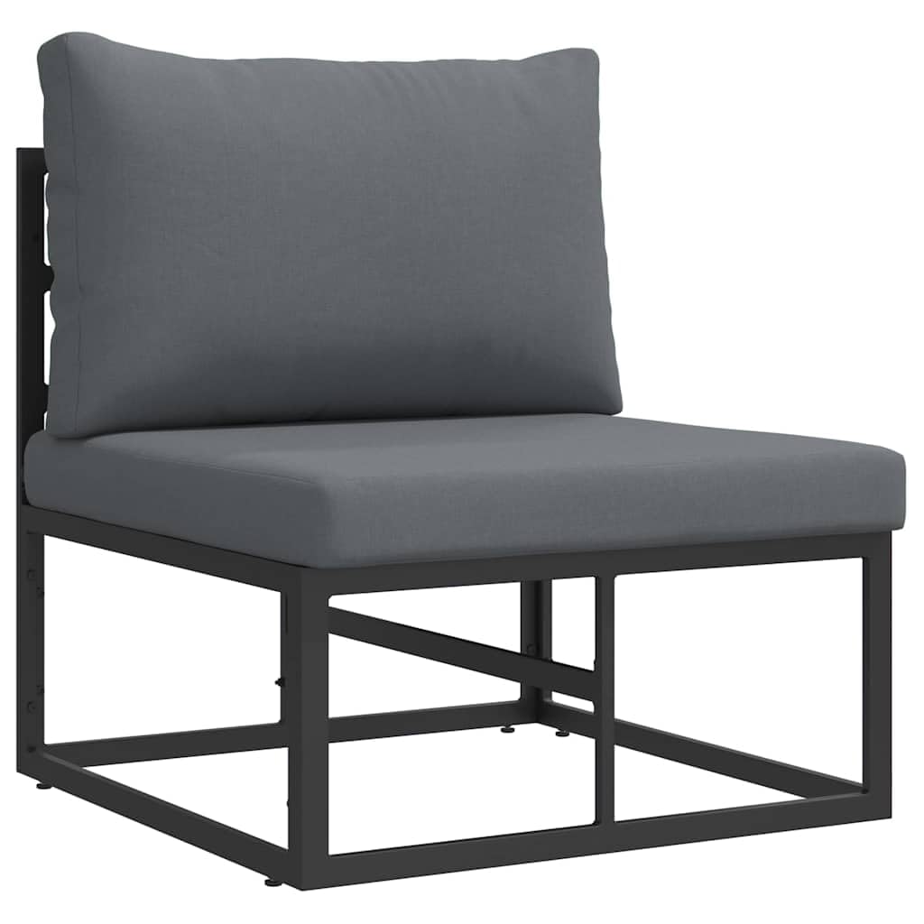 Mobilier de Jardin en Métal Noir et Anthracite Ensemble Extérieur Compact