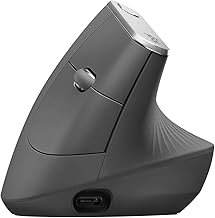 Logitech MX Vertical Ergonomic Wireless Mouse Multi-Device Bluetooth or 2.4GHz with Unifying USB Receiver, 4000 DPI Optical Tracking, 4 Buttons, Fast Charging, Laptop/PC/Mac/iPad OS - Black