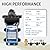 WASSERMANN Water Pressure Pump 115 Volt AC 5.5GPM 60PSI,Water Pump Self Priming Diaphragm Pump with Pressure Switch for Kitchen Bathroom Marine Yacht Garden