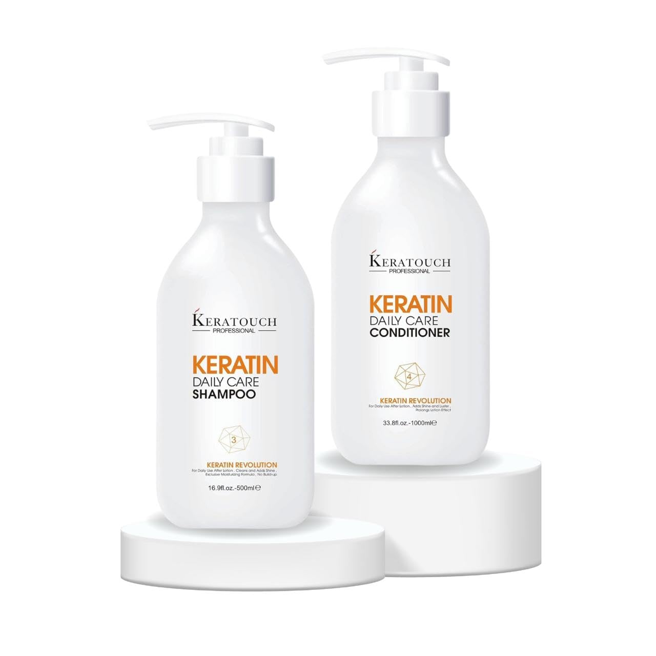 KERATOUCH 250 ML Keratin Daily Care Shampoo and Conditioner | Damaged, Treated, Dry & Frizzy Hair | Hair Smoothing & Frizz...