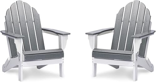 Aoodor Silla plegable Adirondack para patio, 2 piezas, resistente a la intemperie, pintada para hoguera y jardín, 31.5 pulgadas de largo x 28.74