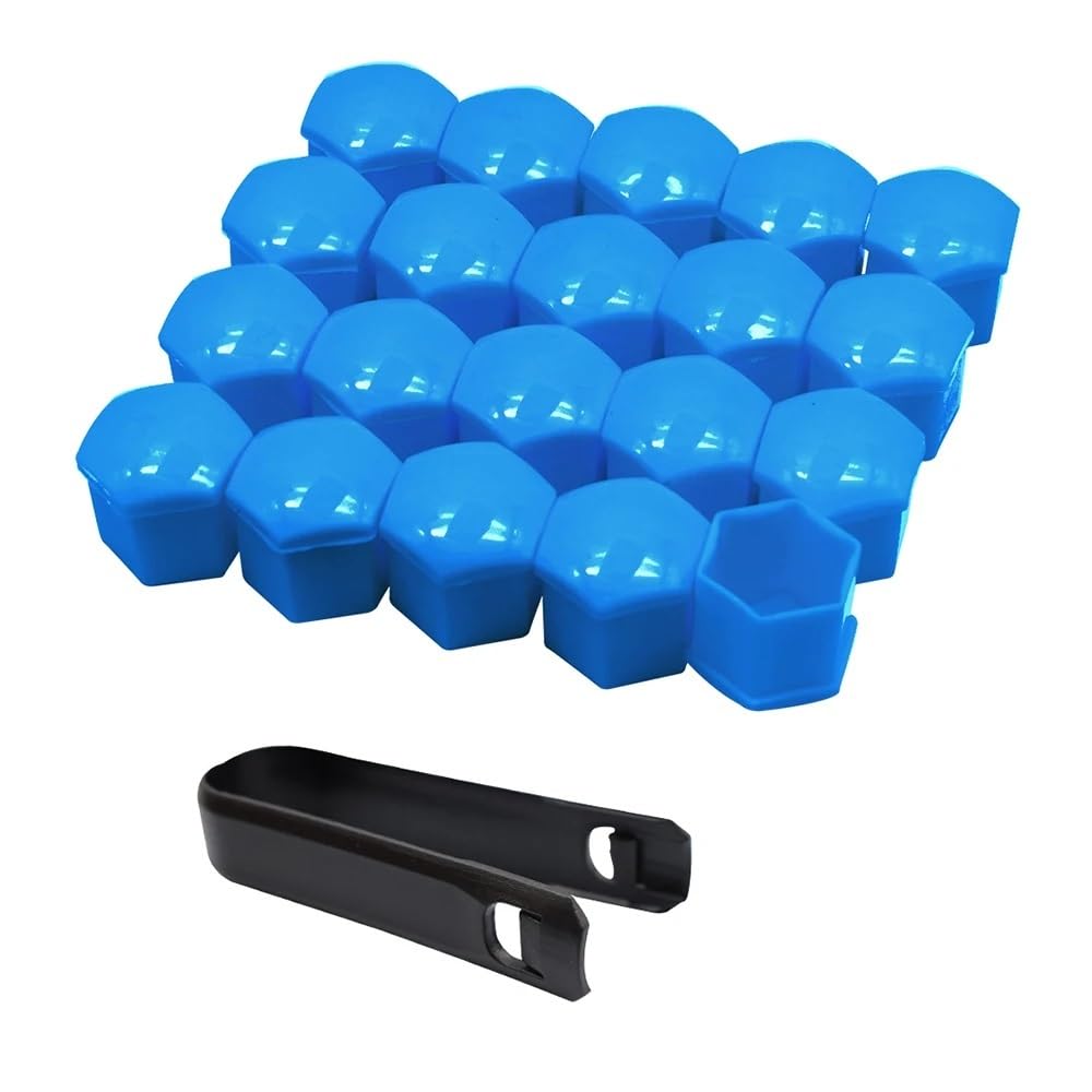 LOCKLGFMCZ 20Pcs/Set 17 19 21mm Car Wheel Nut Covers Auto Hub Screw Protection Cap Bolt Rims Exterior Accessories Anti-Rust Dust Cover(Blu,17mm)