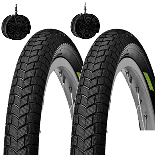 ECOVELO 2 pneus 20 x 1,95 (50-406) + Chambres Adulte Unisexe, Noir, 20