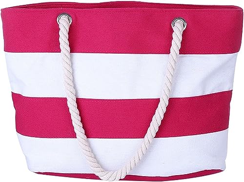 Nevenka Canvas Tote Beach Bag With Zipper Top Handle Handbag Shoulder Bags Shopping Bag (Style 1, Pink White)