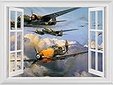 Airplane Stickers Boy Wall Decals Military War Aircraft Jet Removable Decorations for Boys Teens Room Military Wall Mural 36” x 48” Self Adhesive Window View Stickers Airplane Wall Décor