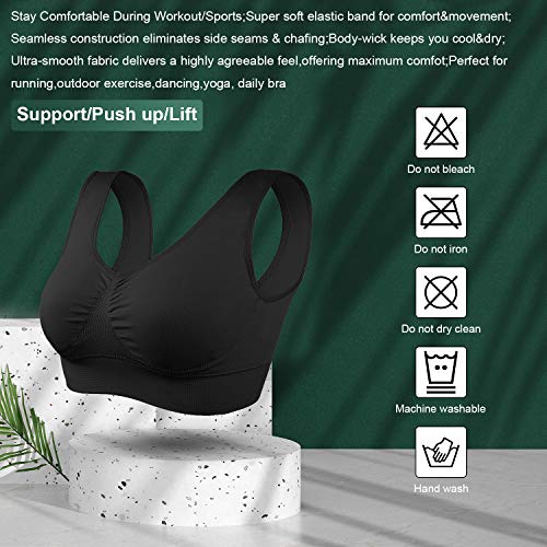 SIMIYA Womens Sports Bras, Yoga Comfort Seamless Stretchy Sports Bra for Women 3 Pack - Thumbnail 7