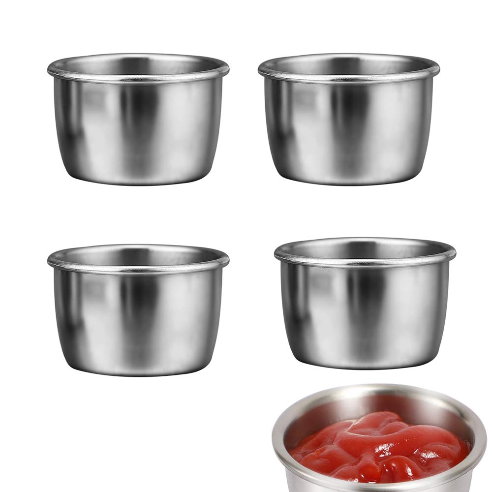 YYAOGAGNG 4Pcs 304 Stainless Steel Sauce Dishes Reusable Sauce Container Appetizer Dishes Sauce Cups Sushi Soy Dishes