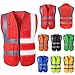 Custom Logo Safety Vest for Men Personalized High Visibility Protective Workwear Vest with Reflective Strip 5 Pockets Construction Uniform