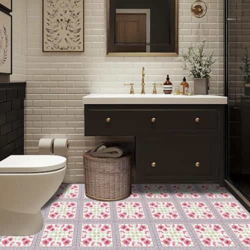 Image of Moroccan Tile Stickers | Waterproof Self Adhesive Peel & Stick Tile Decals for Kitchen Backsplash, Bathroom Wall, Floor, Furniture & Glass (6x6 Inch, Design 12, 40 Pic)