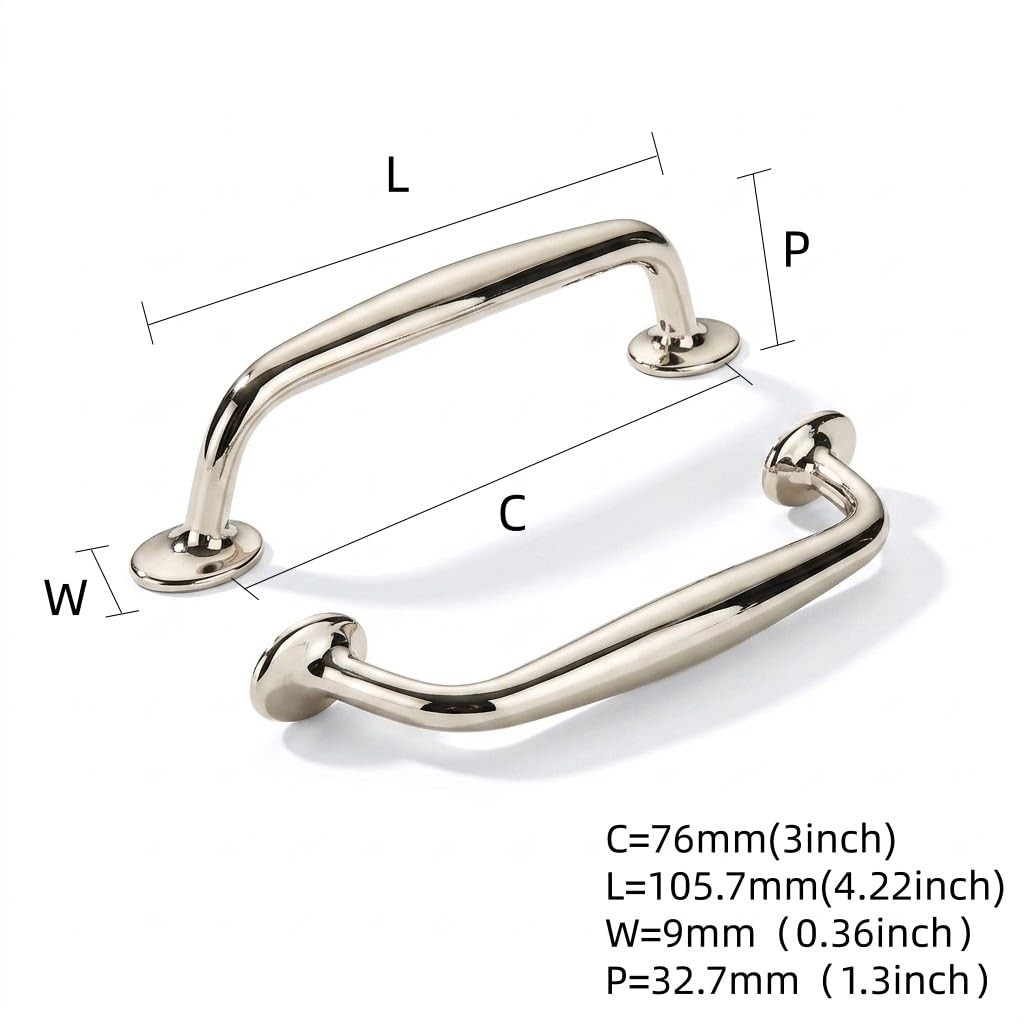 Polished Nickel Cabinet Pull - 80456, 3 in (76 mm) — KHTUMEWARE
