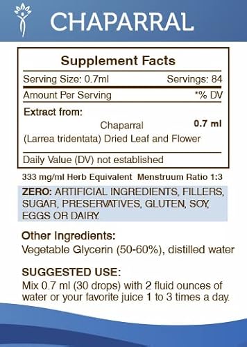 Secrets Of The Tribe Chaparral Alcohol-Free Liquid Extract, Chaparral (Larrea Tridentata) Dried Leaf And Flower Tincture Supplement (4 Fl Oz) #TOP3
