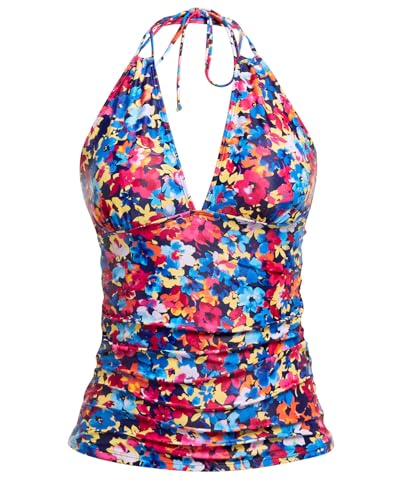 Image of Yonique Women's Halter Tankini Top V Neck Swim Top Tummy Control Bathing Suit