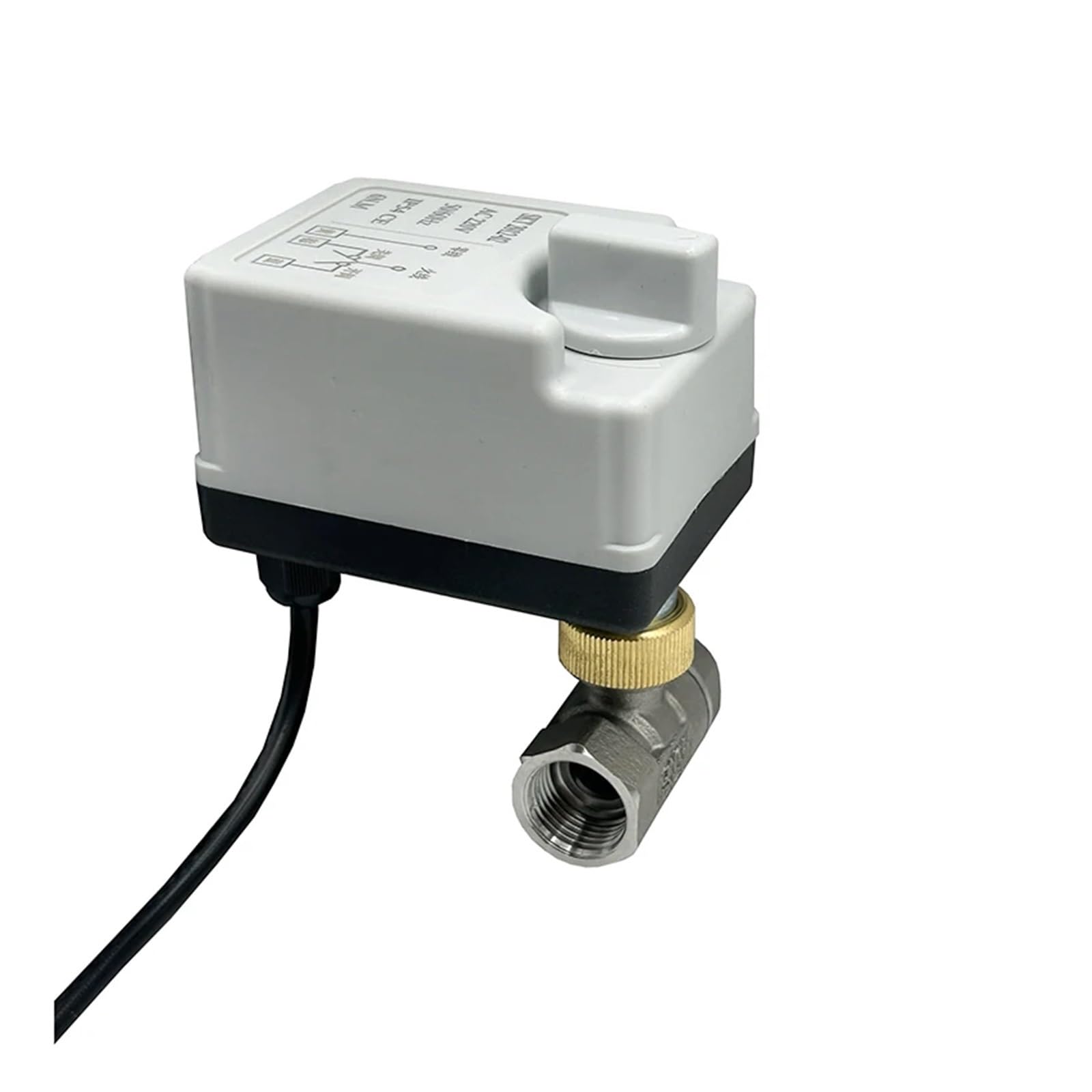 Valve motorisée Vanne à boisseau sphérique motorisée en acier inoxydable 1/2" avec interrupteur manuel 220 V, vanne à boisseau sphérique électrique à trois fils et deux points(220VAC)
