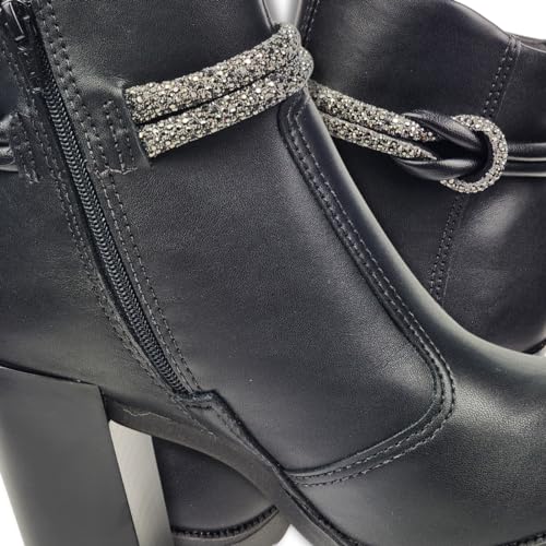 Bota Feminina Moleca Cano Curto Tratorada Salto Alto Comfy - Preto Black Diamond - 33