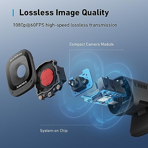 Webcam AnkerWork C310, Webcam 4K, 12 mégapixels, Focus Automatique IA, Micro à Annulation de Bruit IA, Cache de confidentialité et Champ de Vision réglable, 1080p 60 FPS HDR, pour appels et Live – Image 5