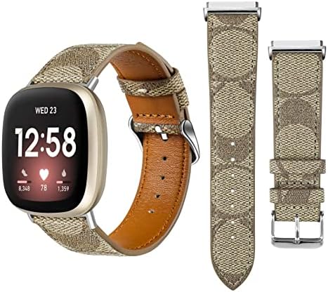 Miniatura 1 de Correas de cuero compatibles con Fitbit Versa 4Versa 3Sense 2Sense, para mujeres y hombres, correa de repuesto de cuero de diseñador (marrón)