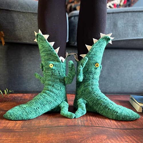 Image of LOLAT Novelty Animal Socks Knit Shark T-Rex Dinosaur Alligator Croc Sock for Christmas Gifts Creative Home Warm