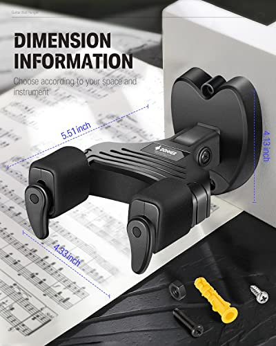 Donner Guitar Wall Mount Locking 3-Pack, Guitar Wall Hangers Auto Lock For Acoustic Electric Guitar Bass Mandolin, Black  #TOP4