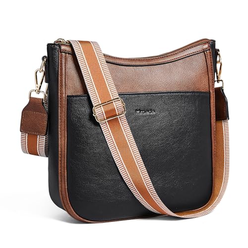 Image of Leather Crossbody Purse for Women Crossbody Bag for Daily Travel | Trendy Vegan Leather Medium Crossbody Purse with Adjustable Strap Women's Hobo Shoulder Handbags for Work
