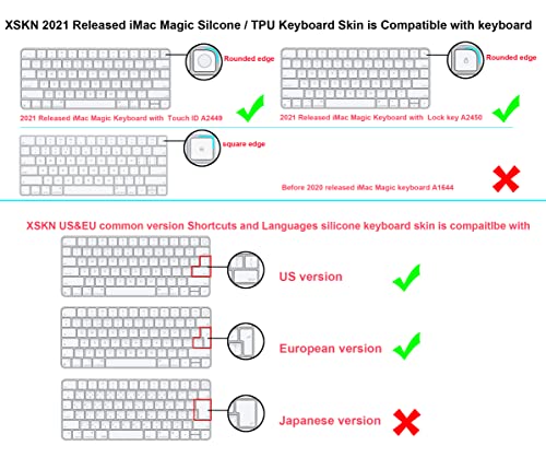 Xskn Shortcut And Language Seriers Silicone Keyboard Cover Skin For 2021 New M1 Chip Imac Magic With Touch Id A2449 Lock Key A2450 Without Numeric Keypad (Us&Eu Version Premiere Pro) K-382 #TOP4