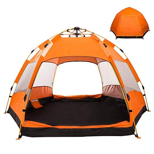 JOYFOX Barraca de Camping para 3-4 Pessoas Automática com 2 Portas e 4 Janelas, Tenda de Acampamento Pop-up, Automática, Resistente à água, Portátil, Leve, Praia, Mochilão, Caminhada (Laranja)