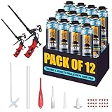 Y’allCanDiy Closed Cell Spray Foam Insulation Kit (12 Pack - 36.6 oz) with 2 Application Gun – DIY Expanding Spray Foam for Thermal & Soundproofing - Insulation, Fills Gaps & Cracks