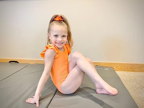 Speerise Girls Leotard Ruffle Short Sleeve Toddler Leotard For Dance Gymnastics Ballet 3-12 Years Matching Hair Scrunchie, Yellow, M #TOP1