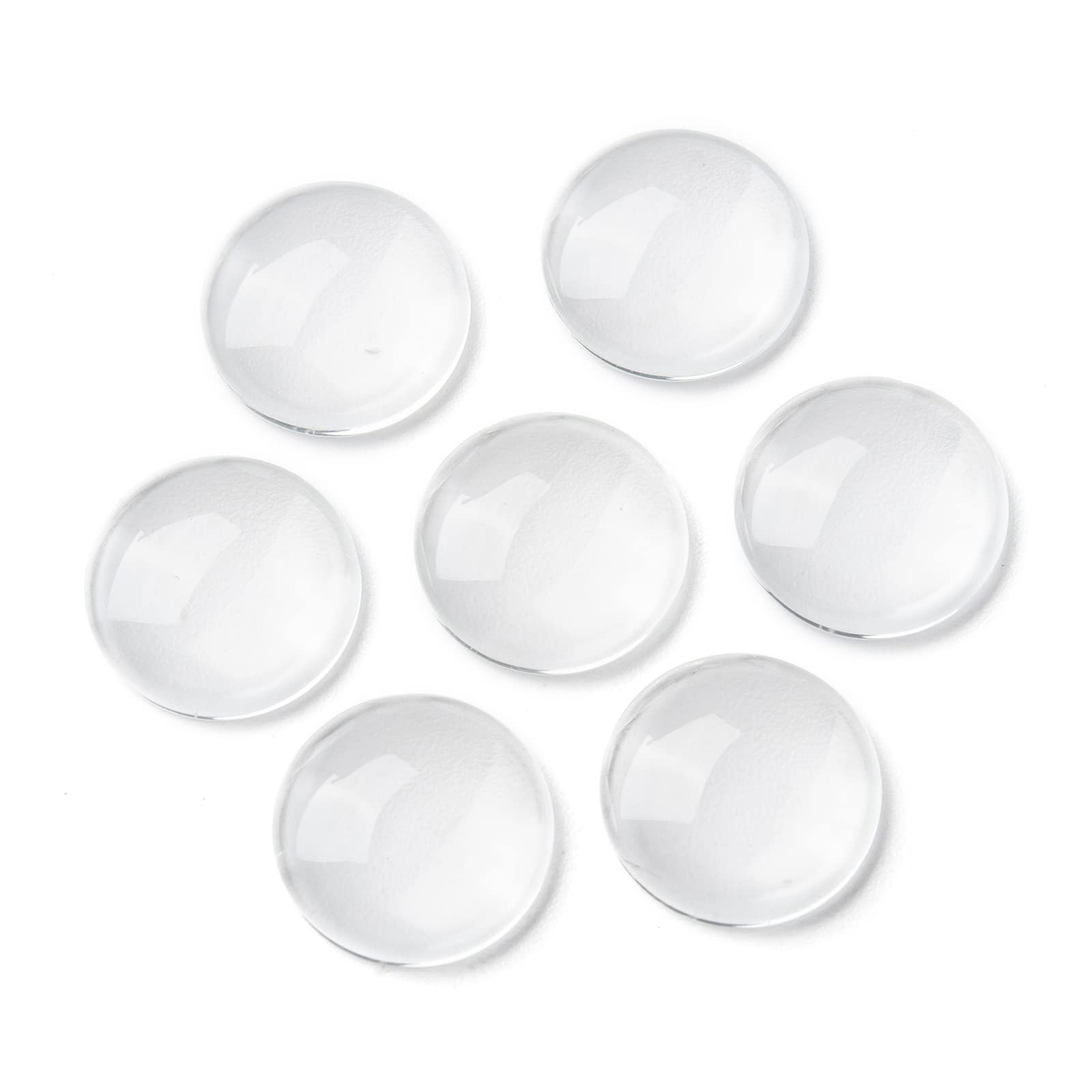 Pandahall 20pcs 16mm/0.63inch Dome Transparent Clear Glass Cabochons Half Round Circle Flat Back Glass Tile for Cufflink Cuff Button Blank Frame Setting Tray Cover 16x4mm