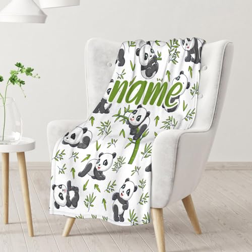 Mercuryelf Custom Panda Throw Blanket - Soft, Fuzzy & Warm - 40x50 Inches Flannel Blankets for Travel, Office - White Aesthetic Throws Gift for Kids